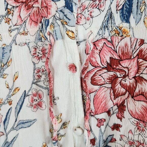 Billabong Floral Mini Dress  thick tank top floral peasant‎ Beachy Pink Size M - Picture 3 of 9